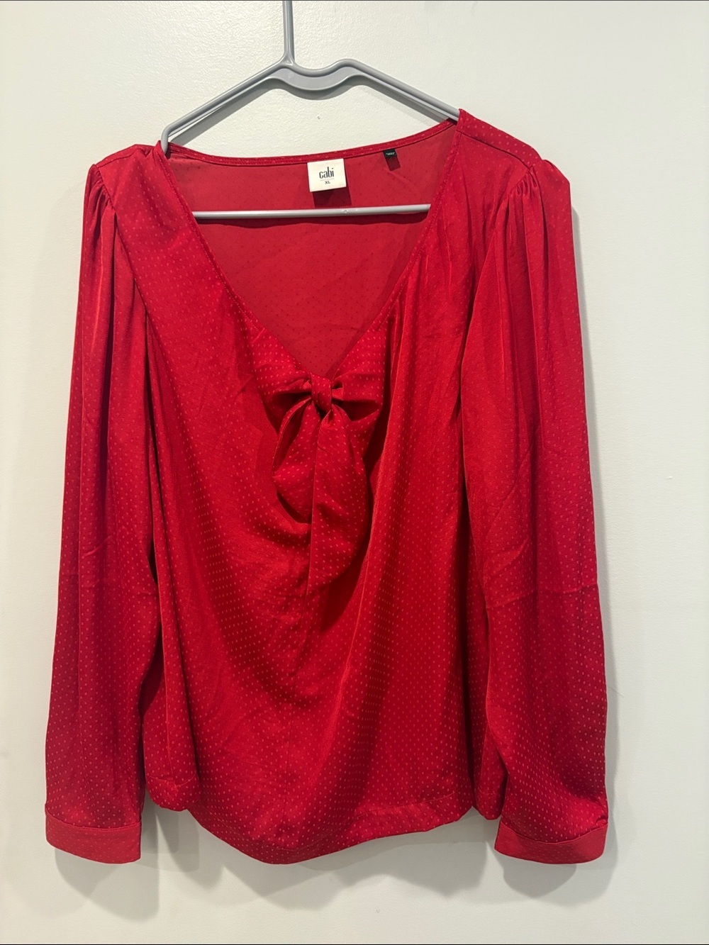 CAbi Red Tie-Front V-Neck Blouse ptp 23 length 25